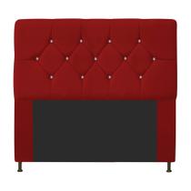 Cabeceira França Estofada Strass 140cm Cama Box Casal Sintético Vermelho - Amarena Móveis