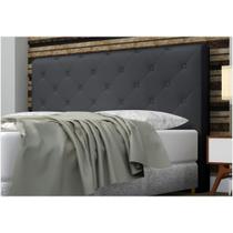 Cabeceira Giovana Cama Box Casal Super King 195cm Botões material sintético Preto - DS Estofados