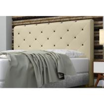 Cabeceira Giovana Cama Box Casal Super King 195cm Botões Napa Bege - DS Móveis