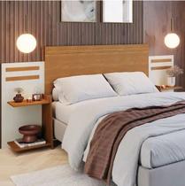 Cabeceira Grecia Box Solteiro/Casal/Queen MDF com mesinha Nat/Off