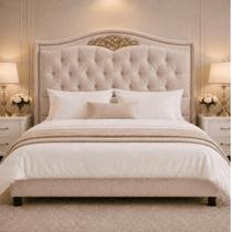 Cabeceira Greta 140cm Estofada Boucle P/ Cama Box Casal Quarto