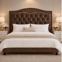 Cabeceira Greta 140cm Estofada material sintético Modena P/ Cama Box Casal Quarto