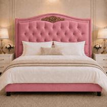 Cabeceira Greta 140cm Estofada Suede P/ Cama Box Casal Quarto