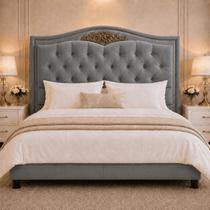 Cabeceira Greta 140cm Estofada Veludo P/ Cama Box Casal Quarto