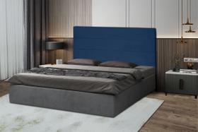 Cabeceira Helena 138Cm Para Cama Box Casal Suede Azul Marinho