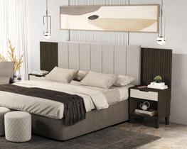 Cabeceira Helena Estofada E Criado Para Cama Box Até 160cm Cabeceira Helena Estofada E Criado Para Cama Box Até 160cm