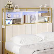 Cabeceira Hzuaneri Queen em Veludo com Armazenamento, USB e LED 14 x 152 x 139 cm