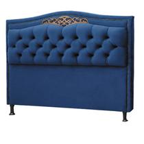 Cabeceira Imperio 100 cm Suede Azul Marinho