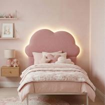 Cabeceira Infantil Cama Solteiro 120cm Orgânica Curva Nuvem Bouclê Rosê - Montanari s Decor Cabeceira Infantil Cama Solteiro 120cm Orgânica Curva Nuvem Bouclê Rosê - Montanari s Decor
