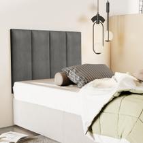 Cabeceira Isis Clássica Painel Dobrável Estofada Cama Box Solteiro 0,90 cm Cinza