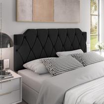 Cabeceira Kelly Para Cama casal 1,40 Estofada Suede - Preto - MJRMoveis