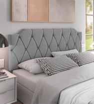 Cabeceira Kelly Suede Grafite Estofada para Cama Box de Casal 140x54cm