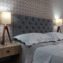 Cabeceira King 195 Cama Box Classic Capitone Cinza Suede Painel RBL
