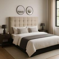 Cabeceira King 195 Cm Estofada Alana Em Suede Com Frame Bege Cabeceira King 195 Cm Estofada Alana Em Suede Com Frame Bege