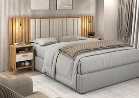 Cabeceira King Box Onix Estofada C/ Mesa de Cabeceira Gaveta e Prateleira - Vitamov Cabeceira King Box Onix Estofada C/ Mesa de Cabeceira Gaveta e Prateleira - Vitamov