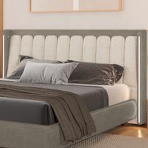 Cabeceira King Com LED Yeon Facto Cinza/ Linho Off White - Sallar Home Cabeceira King Com LED Yeon Facto Cinza/ Linho Off White - Sallar Home