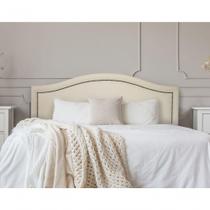 Cabeceira King Curva Luxo 193x60 material sintético Off White - Tachas Fumê Cabeceira King Curva Luxo 193x60 material sintético Off White - Tachas Fumê