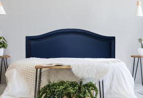 Cabeceira King Curva Luxo 193x60 Suede Azul - Tachas Fumê