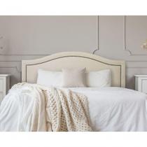 Cabeceira King Curva Luxo 193x60 Suede Off White - Tachas Fumê Cabeceira King Curva Luxo 193x60 Suede Off White - Tachas Fumê