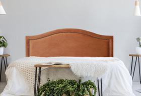 Cabeceira King Curva Luxo 193x60 Veludo Terracota - Tachas Fumê Cabeceira King Curva Luxo 193x60 Veludo Terracota - Tachas Fumê
