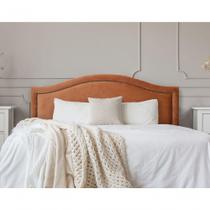 Cabeceira King Curva Luxo 193x60 Veludo Terracota - Tachas Fumê