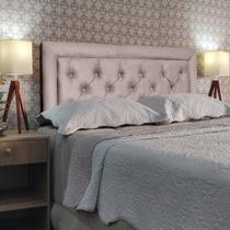Cabeceira King Estofada Capitone Luxor Suede Bege 195 x 60 RBL