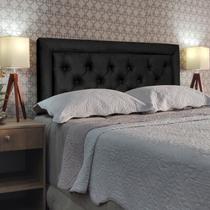 Cabeceira King Estofada Capitone Luxor Suede Preto 195 x 60 RBL