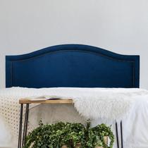 Cabeceira King Estofada para Cama Box Curva Luxo com Tachas 193x60cm Azul/Fumê Cabeceira King Estofada para Cama Box Curva Luxo com Tachas 193x60cm Azul/Fumê