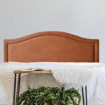 Cabeceira King Estofada para Cama Box Curva Luxo com Tachas 193x60cm Laranja Terracota/Fumê Cabeceira King Estofada para Cama Box Curva Luxo com Tachas 193x60cm Laranja Terracota/Fumê