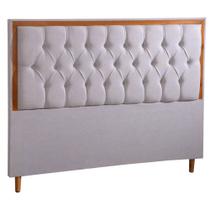 Cabeceira King Luxo Diamante LInho com Detalhe em Madeiras Mac Interiores