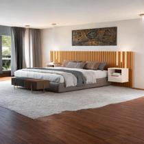 Cabeceira King Maracá com 2 Mesas de Cabeceira e LEDs JB