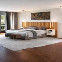 Cabeceira King Maracá com 2 Mesas de Cabeceira e LEDs JB