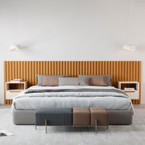 Cabeceira King Maracá com Mesa de Cabeceira Nature/Perola 320 - Jb Bechara Cabeceira King Maracá com Mesa de Cabeceira Nature/Perola 320 - Jb Bechara