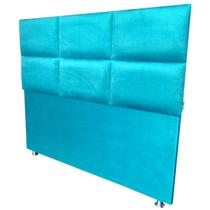 Cabeceira King Módulos com Pés Módena H6 Suede Liso Azul Turquesa 195 x 120 Rbl