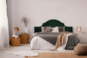 Cabeceira King Provençal Luxo 193x60 Veludo Verde - Tachas Fumê