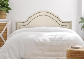 Cabeceira King Provençal Luxo Dupla 193x60 Suede Off White - Tachas Fumê