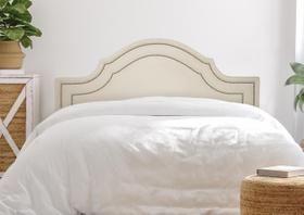 Cabeceira King Provençal Luxo Dupla 193x60 Suede Off White - Tachas Prata