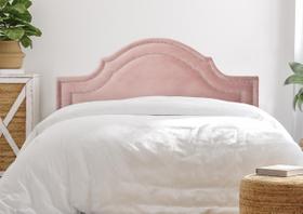 Cabeceira King Provençal Luxo Dupla 193x60 Veludo Rosê - Tachas Prata