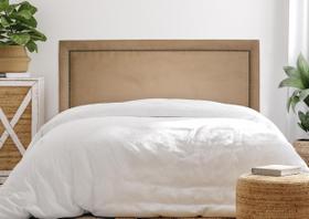 Cabeceira King Reta Luxo 193x60 Suede Bege - Tachas Fumê Cabeceira King Reta Luxo 193x60 Suede Bege - Tachas Fumê