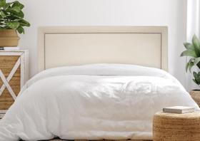 Cabeceira King Reta Luxo 193x60 Suede Off White - Tachas Prata Cabeceira King Reta Luxo 193x60 Suede Off White - Tachas Prata