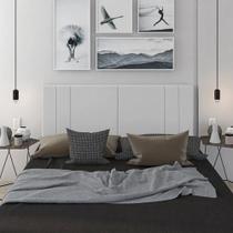 Cabeceira King Tulipa Estofado Suspensa Moderna - 195 CM - Branco material sintético