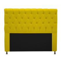 Cabeceira Kristal Estofada Capitonê 140 cm para Cama Box de Casal Suede Amarelo Quarto - AM Decor Cabeceira Kristal Estofada Capitonê 140 cm para Cama Box de Casal Suede Amarelo Quarto - AM Decor