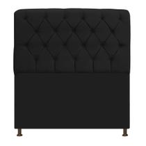 Cabeceira Lady Estofada Capitonê 140 cm para Cama Box de Casal Suede Preto Quarto - AM Decor