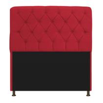 Cabeceira Lady Estofada Capitonê 140 cm para Cama Box de Casal Suede Vermelho Quarto - AM Decor