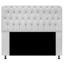 Cabeceira Lady Estofada com Strass 140 cm para Cama Box de Casal Sintético Branco Quarto - AM Decor