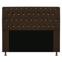 Cabeceira Lady Estofada com Strass 140 cm para Cama Box de Casal Suede Marrom Quarto - AM Decor