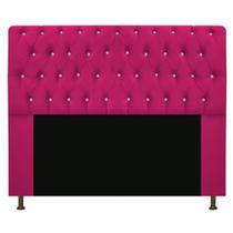 Cabeceira Lady Estofada com Strass 140 cm para Cama Box de Casal Suede Pink Quarto - AM Decor