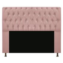 Cabeceira Lady Estofada com Strass 140 cm para Cama Box de Casal Suede Rosê Quarto - AM Decor