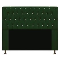 Cabeceira Lady Estofada com Strass 140 cm para Cama Box de Casal Suede Verde Quarto - AM Decor