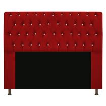 Cabeceira Lady Estofada com Strass 140 cm para Cama Box de Casal Suede Vermelho Quarto - AM Decor